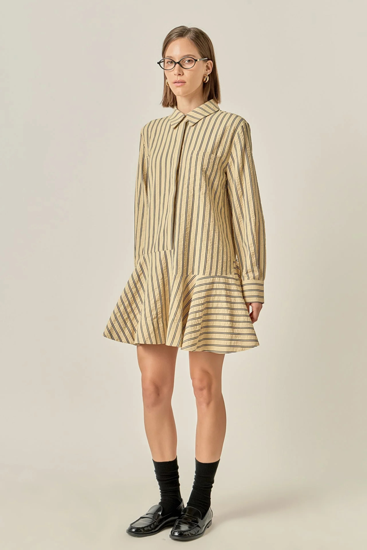 Collar Flare Skirt Dress | OBJECTRARE