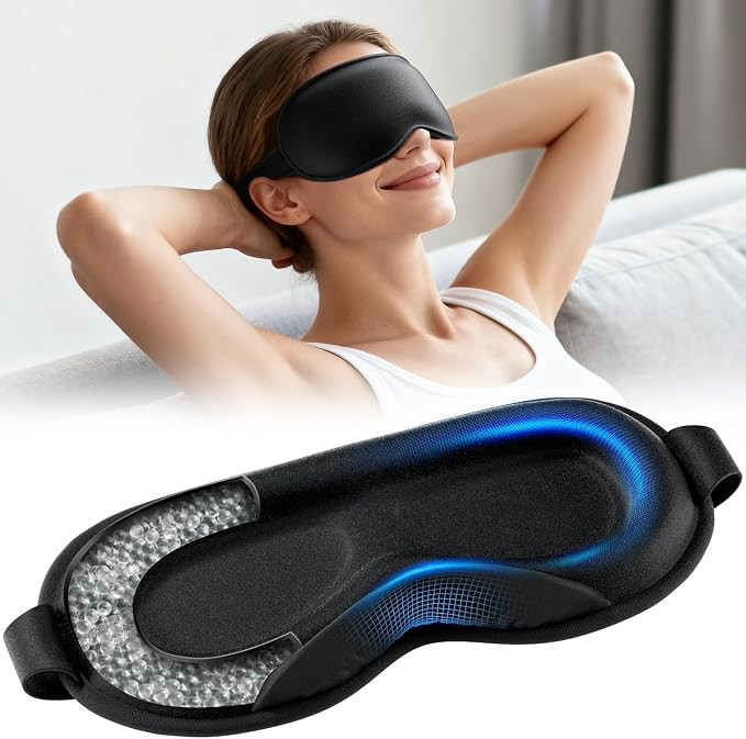 Weighted Eye Mask for Sleep, 3D Blackout Sleep Mask for Women Men, Black | Amazon (US)