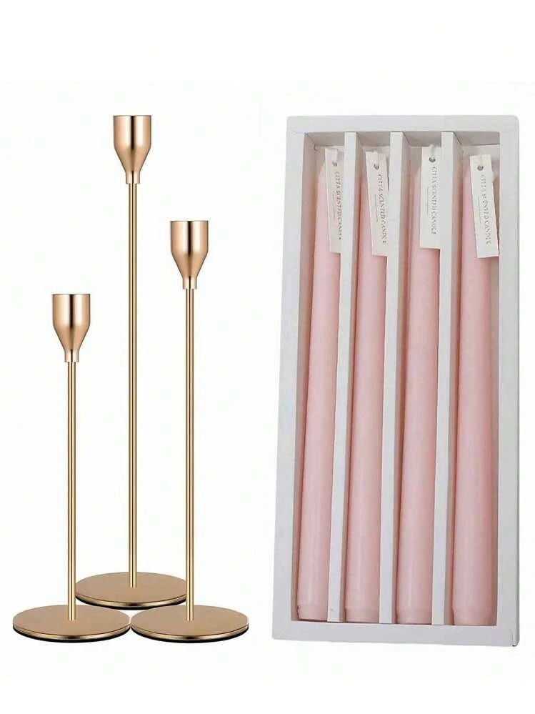 1 Set European Style Iron Candle Holder, Metal Living Room Decor Craft Candle Holder Set, Smokeless Colorful Long Rod Candle Holder & Incense Candle Set Gifts Birthday Graduation | SHEIN
