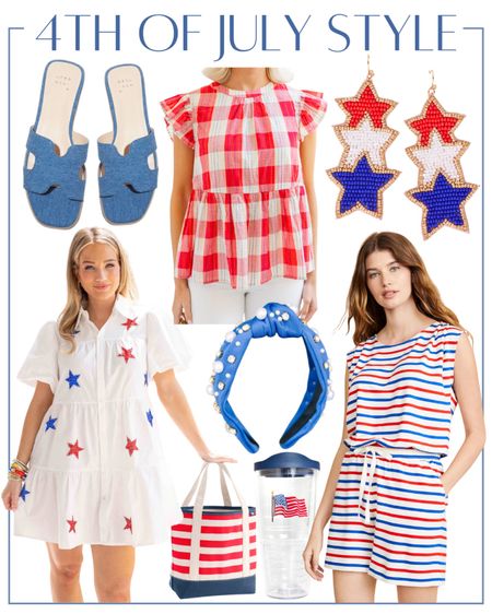 Patriotic style! Cute ideas for Fourth of July. Red, white and blue style!

Blue Target slides, red gingham top, beaded star earrings, beaded headband USA flag tumbler 

#LTKStyleTip #LTKSeasonal #LTKShoeCrush