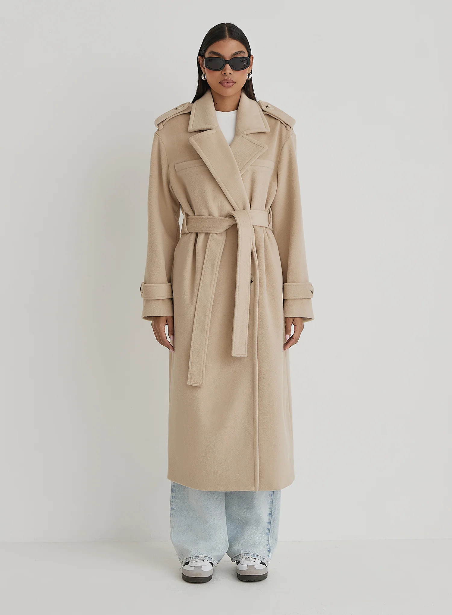 Women's Beige Tailored Belted Trench Coat | Anderson | 4th & Reckless | 4th & Reckless