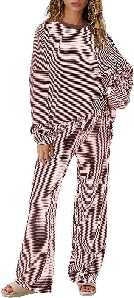 SENSERISE Womens Striped Lounge Set 2 Piece Outfits | Amazon (US)