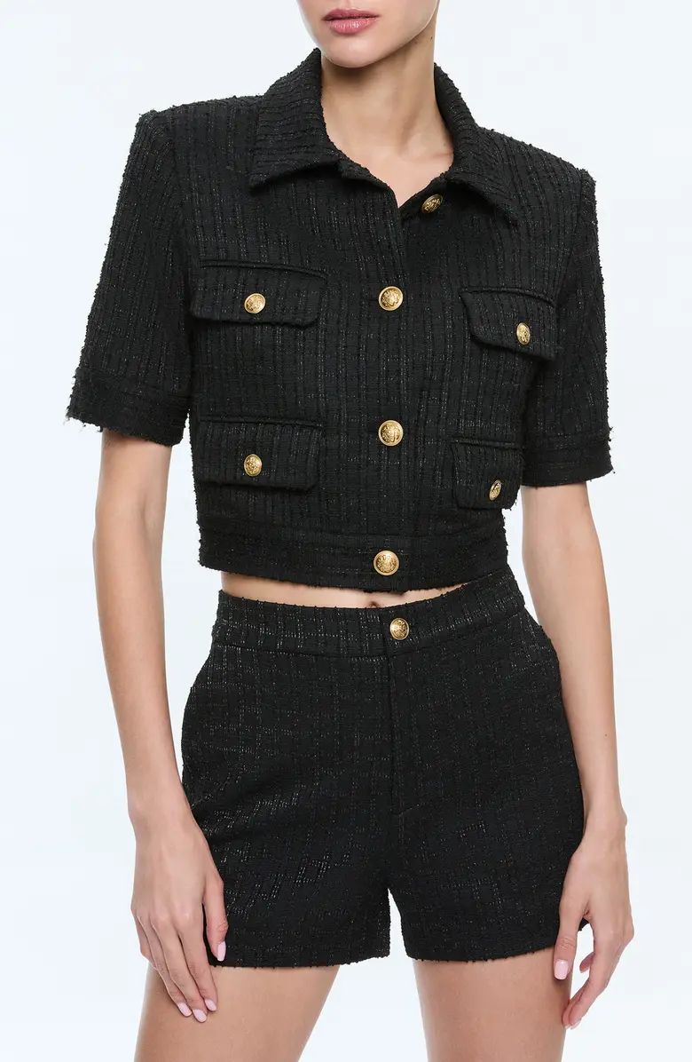 Elle Metallic Tweed Crop Jacket | Nordstrom