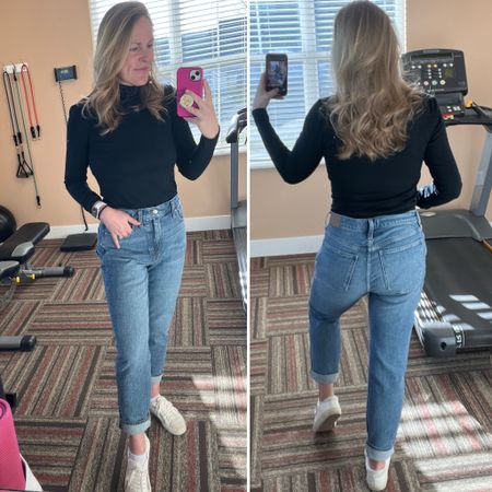 Perfect vintage Jean from Madewell (I’m 5’9” and cuffed them a bit at the bottom - in a 29 but could go down a size!)

White sneakers from Madewell

Black turtleneck from Gap

Large gold hoop earrings from Madewell 

#LTKSeasonal #LTKmidsize #LTKsalealert