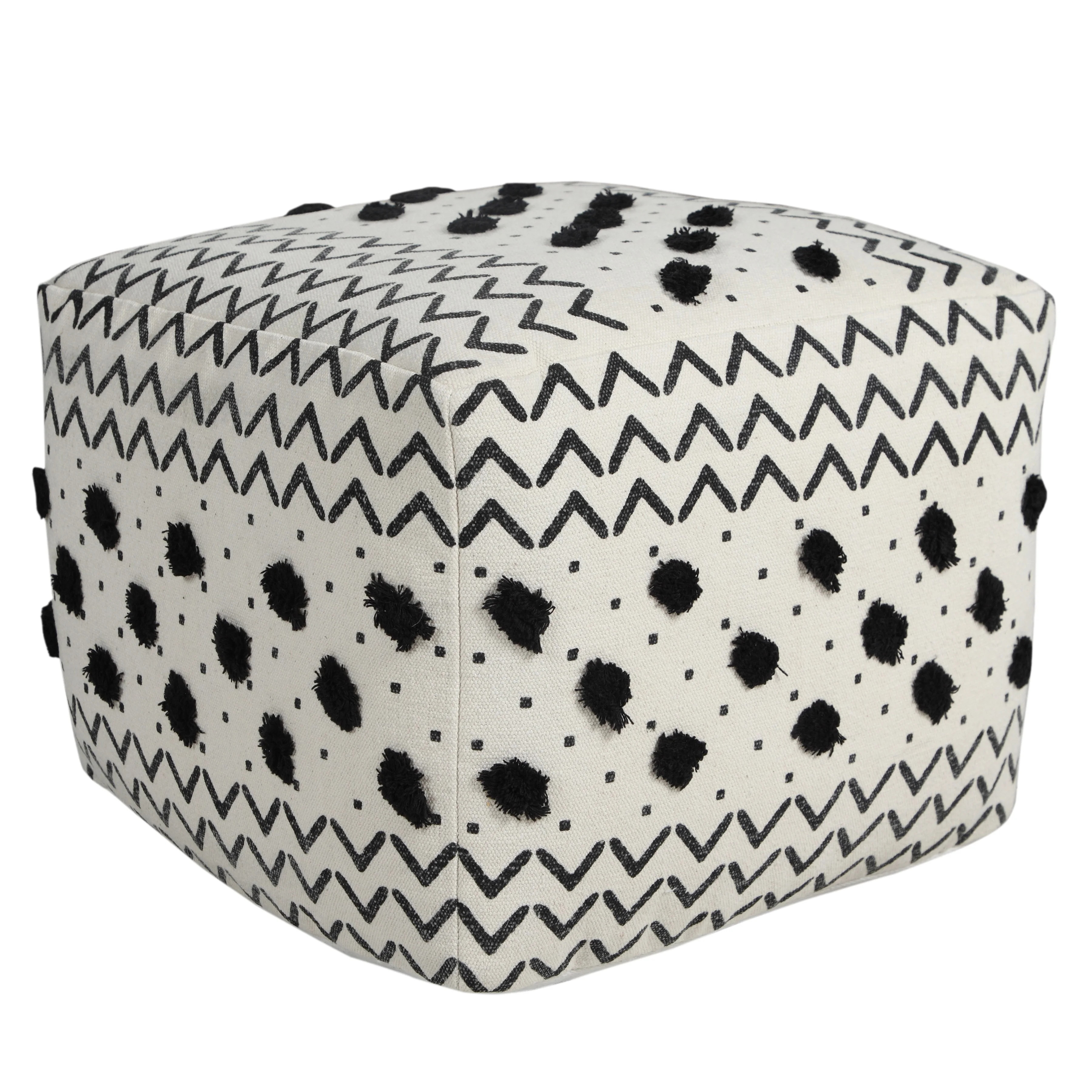 Lr Home Textured Dot Geometric Arrow Square Indoor Pouf, Black and White, 18" x 14" | Walmart (US)