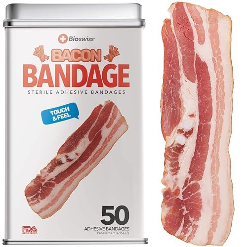 BioSwiss Kids Bandages, Bacon Shaped Self Adhesive Bandage Set, Latex Free, Sterile Wound Care, 50 Count | Amazon (US)