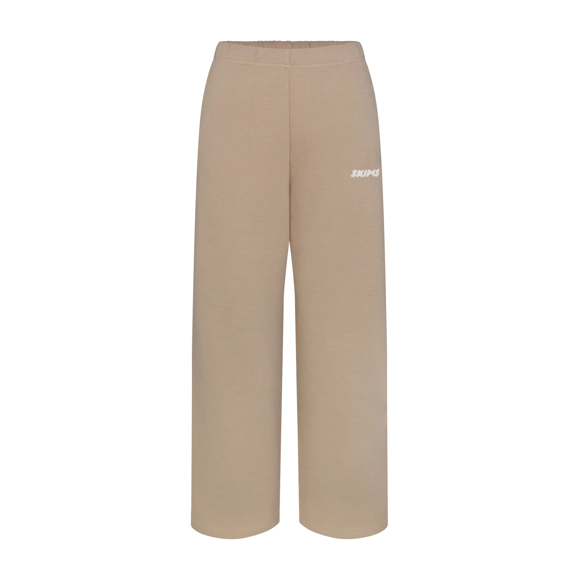 SKIMS Straight Leg Pants With Embossed Logo | Medium Neutral | XL | Cotton Fleece | SKIMS (US)