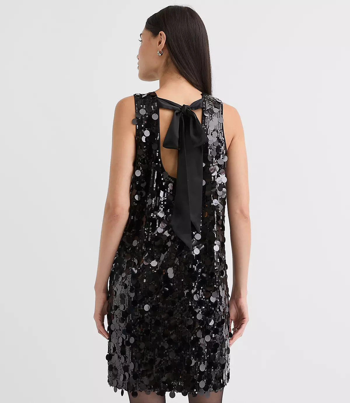 Sequin Satin Bow Back Mini Dress | LOFT
