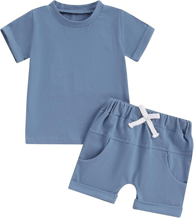 FOCUSNORM Toddler Baby Boy Summer Clothes Infant Boy T Shirt Shorts Outfits Contrast Color Cute N... | Amazon (US)