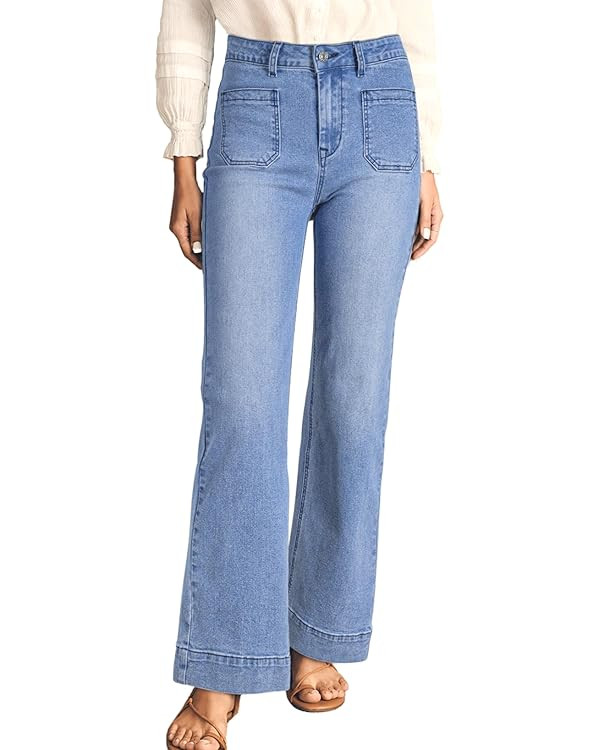 Astylish Womens Wide Leg Jeans High Waisted Stretchy Straight Leg Jeans Loose Trendy Denim Pants ... | Amazon (CA)