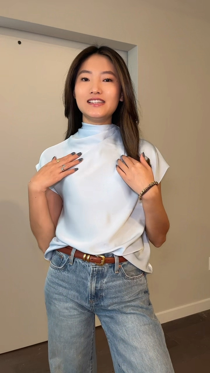 i rarely wear jeans to the office but absolutely loving this office outfit today. perfect for work to weekend and could easily wear to brunch or dinner :) @Aritzia @Sam Edelman 

#officeootd #corporateoutfits #officeoutfits #officewear #workwearinspo spring summer office outfit, work outfit for spring summer, jeans work outfit, farrah low rise jeans, legendary belt, nominee blouse midday blue, brown kitten heel slingbacks 

#LTKWorkwear #LTKSeasonal #LTKootd