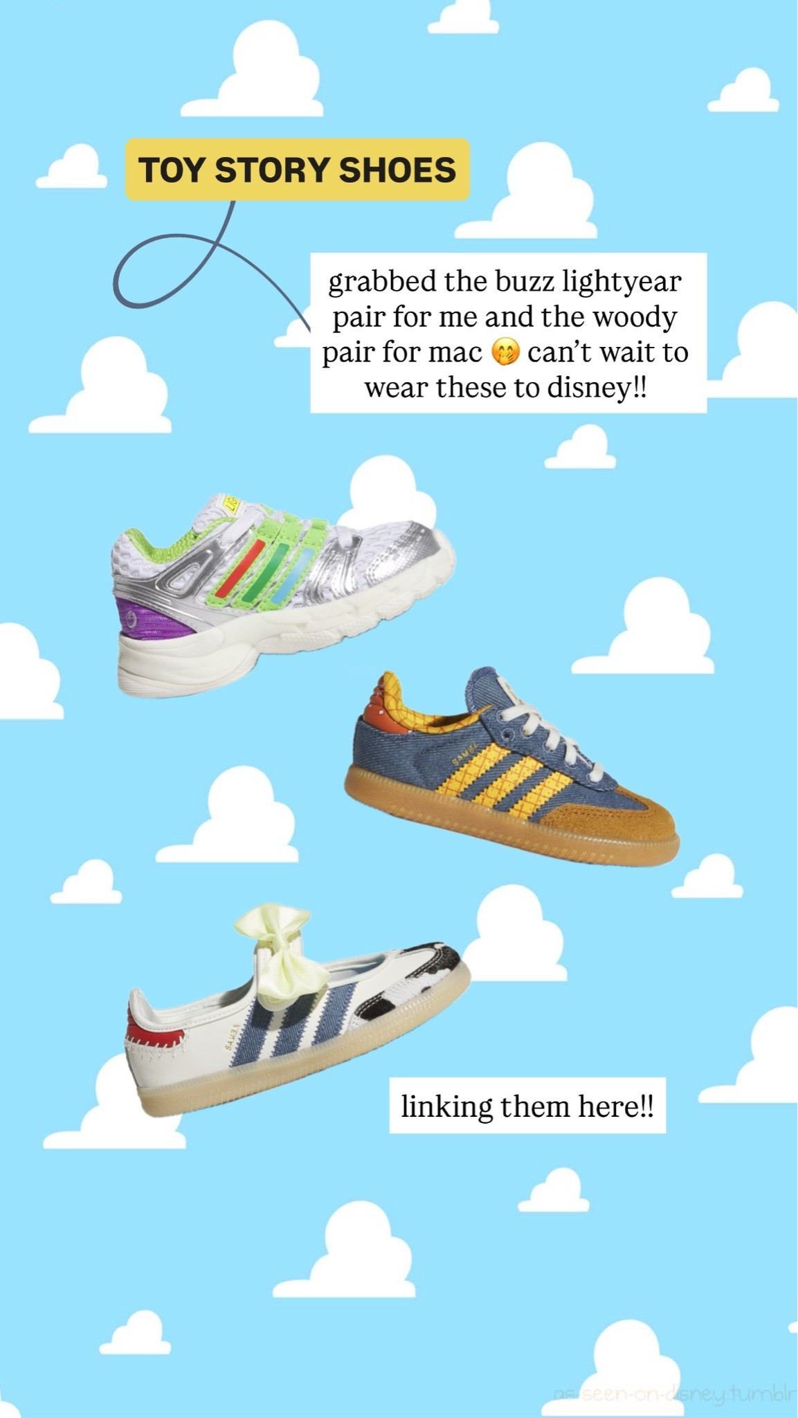 Okay but how cute are these new Adidas Toy Story shoes?! 🤠🚀

If you’ve got Toy Story obsessed kiddos then you gotta check these out! The details are adorable! 

Have you seen these yet? 👀

#adidas #toystory #kidsshoes #disneystyle #momfinds