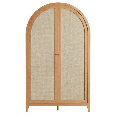 Calista 79" Tall Wide Rattan Arched Storage Cabinet | Wayfair North America