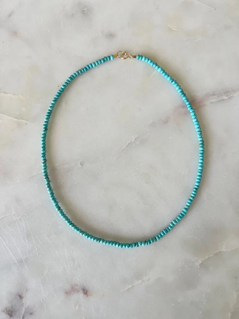Dainty Turquoise Necklace - Etsy | Etsy (US)