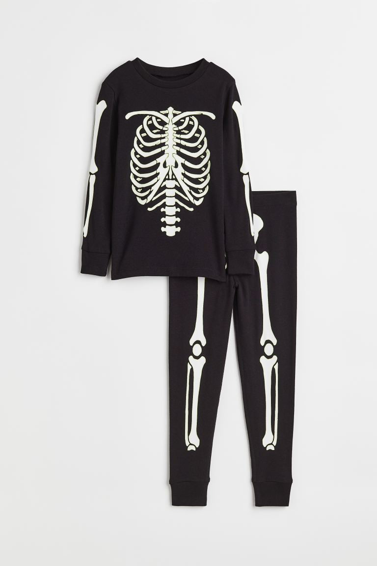 Printed Pajamas - Black/skeleton - Kids | H&M US | H&M (US + CA)