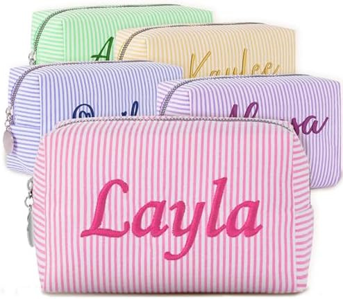 Yofair Personalized Makeup Bag with Name, Large Capacity Travel Toiletry Case Teen Girl Gift Tren... | Amazon (US)