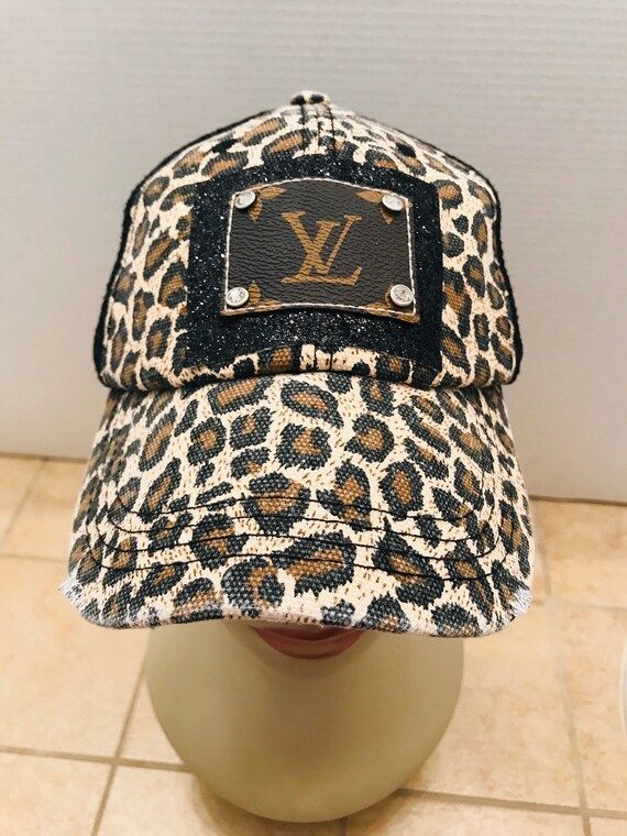 Woman’s Leopard print trucker hat-leopard print trucker hat with LV glitter patch woman’s bas... | Etsy (US)