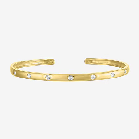 Yes, Please! Womens White Sapphire 14K Gold Over Silver Cuff Bracelet, One Size, Yellow | JCPenney
