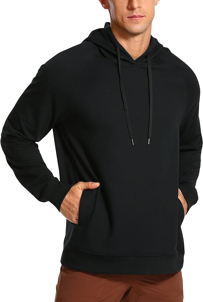 CRZ YOGA Men's Pullover Long Sleeve Cotton Hoodies Loose Fit Quick Dry Casual Workout Hooded Sweatsh | Amazon (US)
