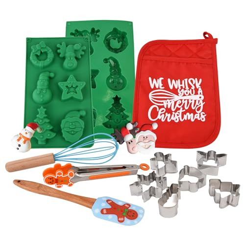 Christmas Baking Set – Santa Claus, Snowman, and Christmas Tree Shaped Cookie Cutters and Baking Tools – Family Kitchen Kit – Durable Materials and Ergonomic Design – Christmas Kitchen Utensils | Amazon (US)