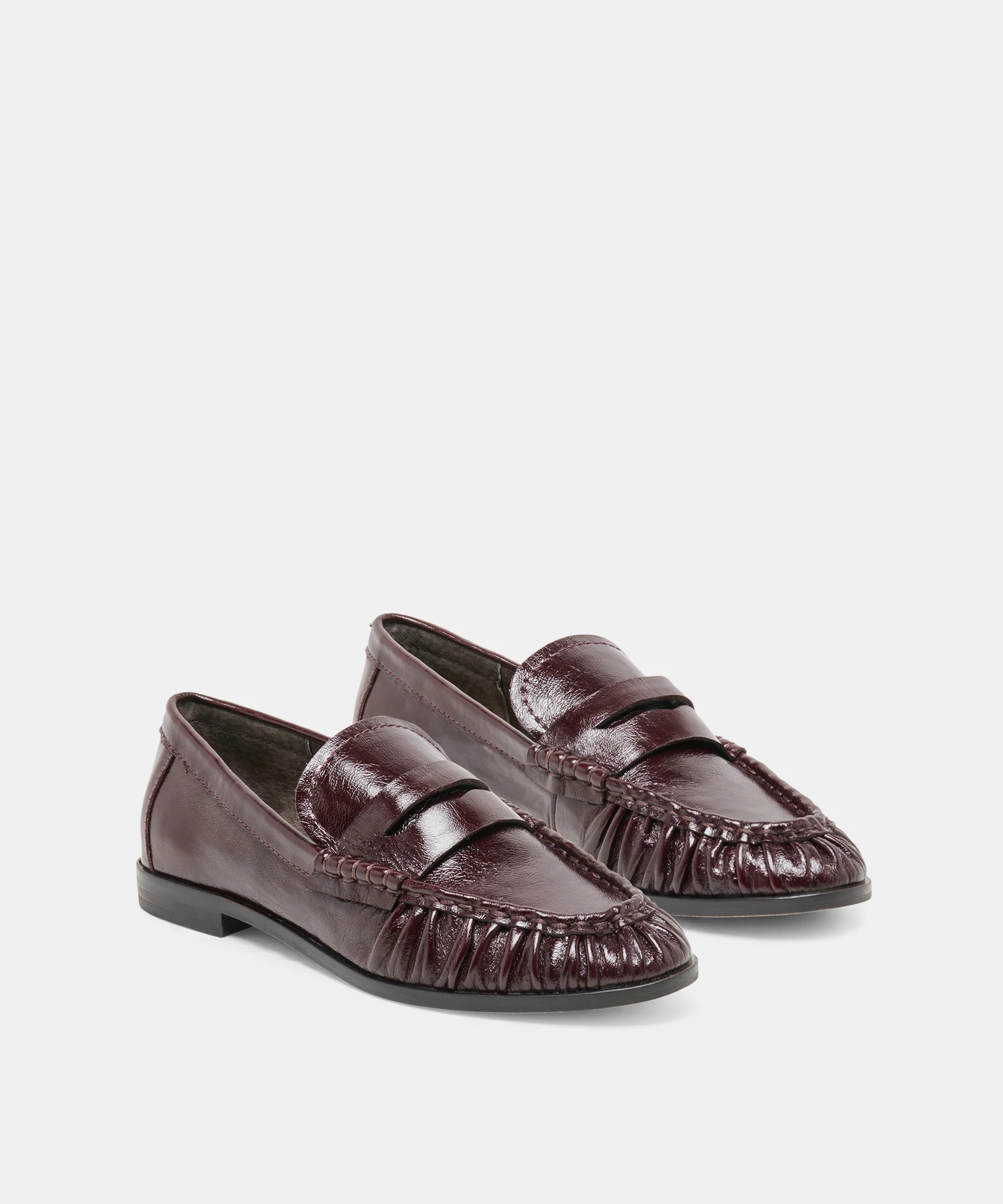 BAXEN Oxblood Leather Pointed-Toe Penny Loafers | Dolce Vita | DolceVita.com