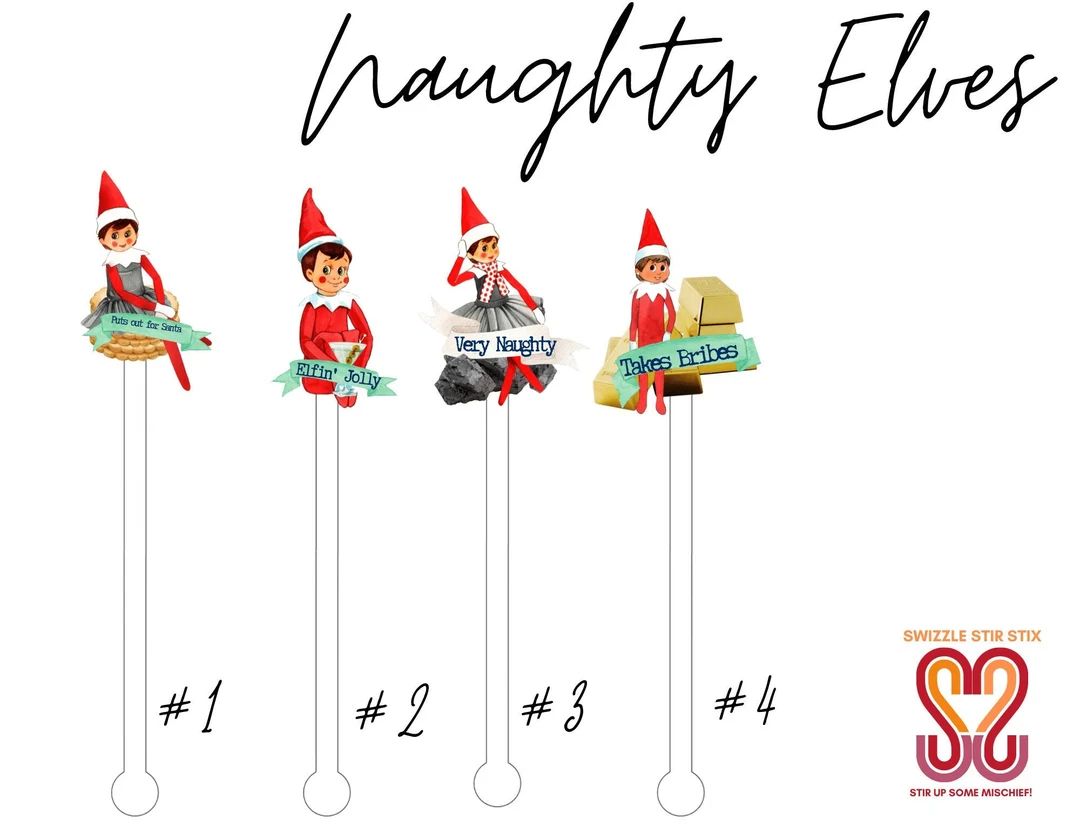 Naughty Elves Swizzle Stir Sticks - Etsy | Etsy (US)