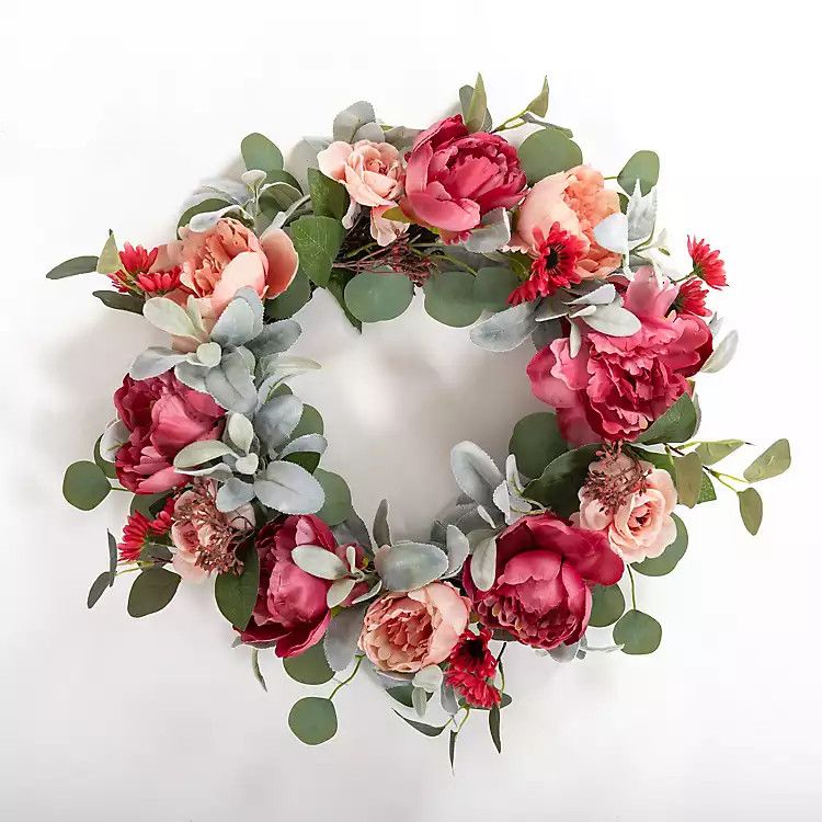 New! Pink Peony and Eucalyptus Wreath | Kirkland's Home