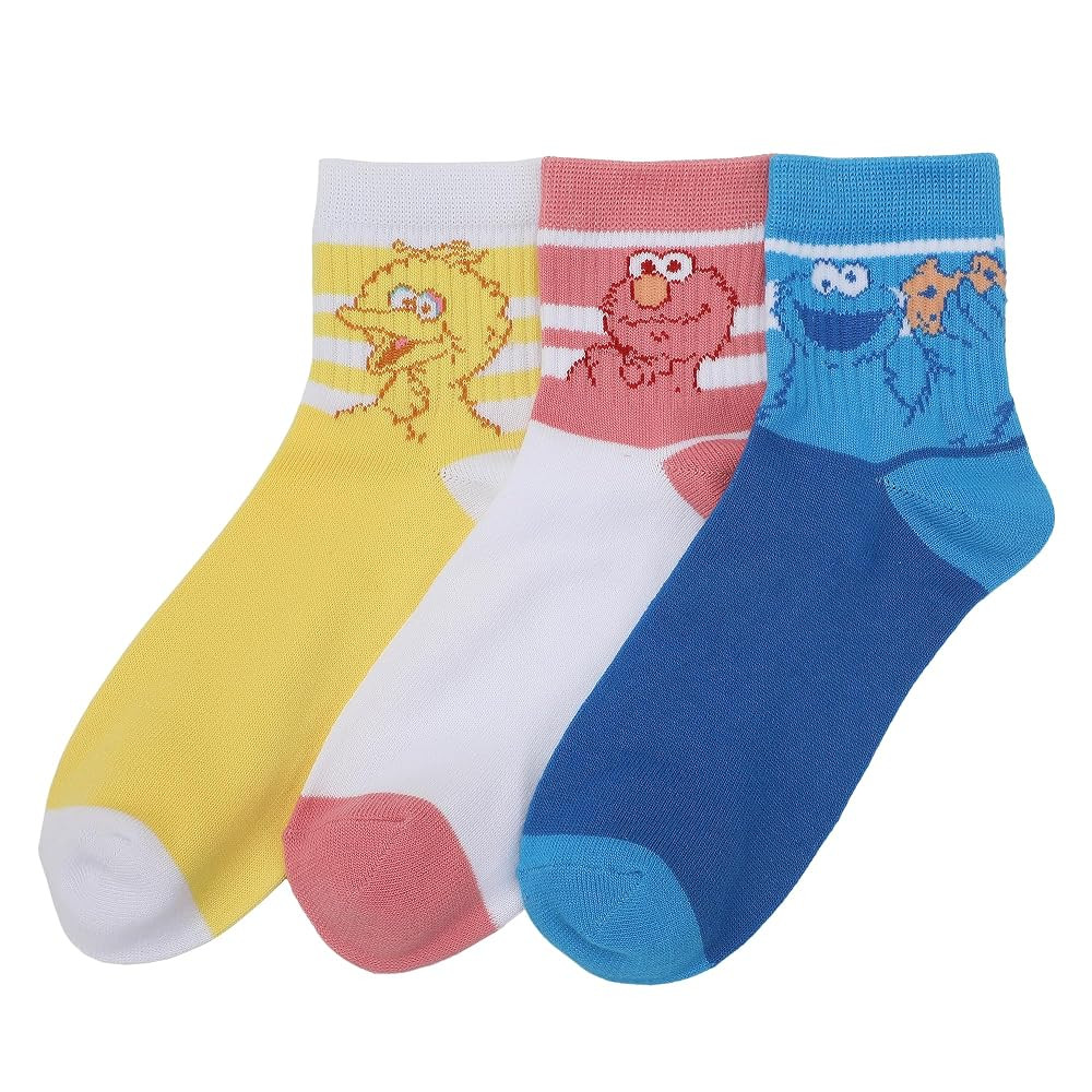 Bioworld Sesame Street Character Art Women's 3-Pair Casual Quarter Crew Socks-OSFA | Amazon (US)