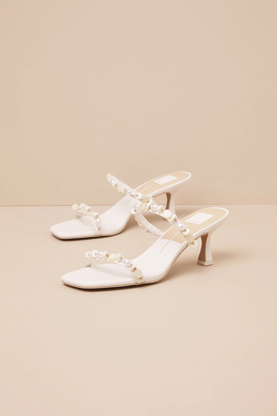Grason White Leather Pearl Beaded High Heel Slide Sandals | Lulus