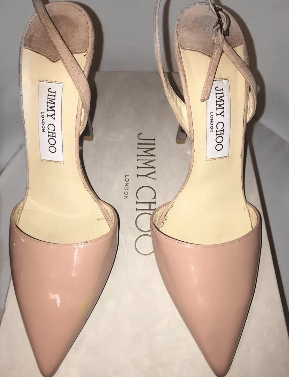 Jimmy Choo Vintage Rose Pink Patent Leather and Suede ‘Devout’ Slingback Pump 37 | eBay US