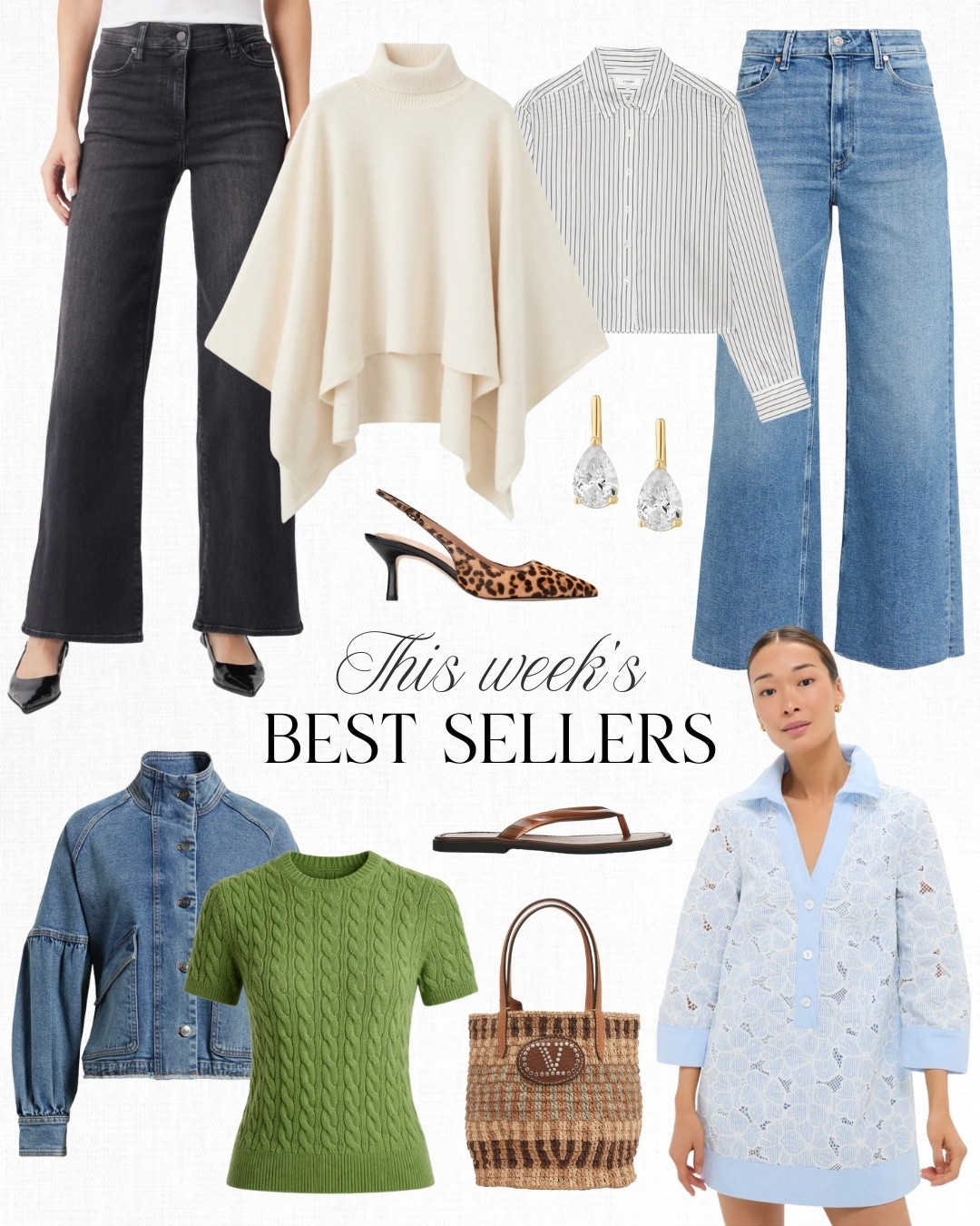 This week’s top 10 best sellers! It might not look like much online, but I can't tell you how much I love this denim jacket! It’s so much cuter in person and for the price it's a steal. I wore this crochet dress in tan all of last summer and I just bought this new blue color that I can't wait to wear. Everyone needs a solid pair of black jeans and I love this faded style which are currently on sale.

#LTKootd #LTKSaleAlert #LTKgrwm