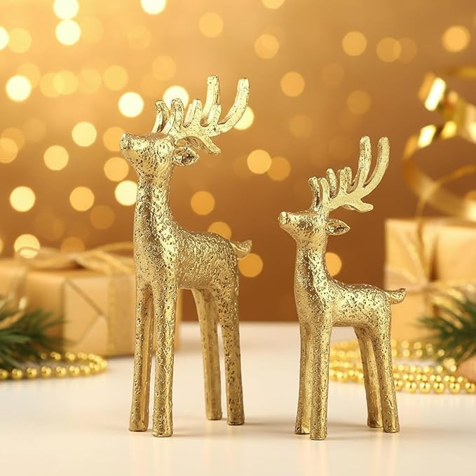 2 Set Modern Christmas Decor Neutral Christmas Reindeer Decor Resin Deer Statues Figurines Elk St... | Amazon (US)