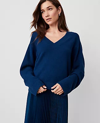 Ann Taylor Wide V-Neck Relaxed Sweater | Ann Taylor (US)
