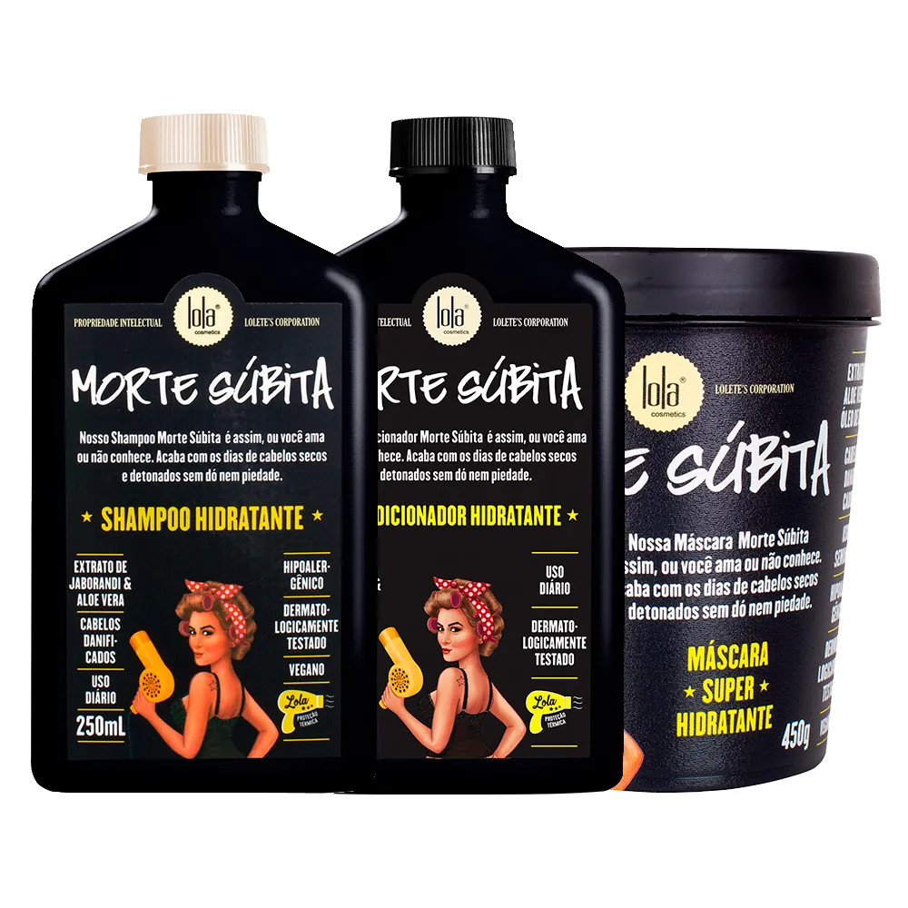 Kit Lola Cosmetics Hidratação Morte Súbita - Shampoo 250 ml + Condicionador 250 g + Máscara d... | Amobeleza (BR)
