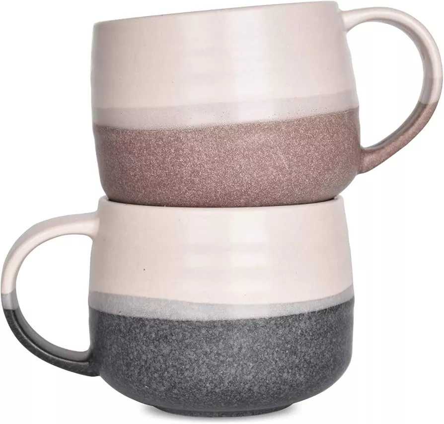 Miamolo Coffee Mug Set with Rack Ceramic Porcelain Stacking Coffee