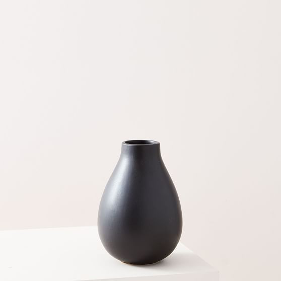 Pure Black Ceramic Vase, Small Raindrop | West Elm (US)