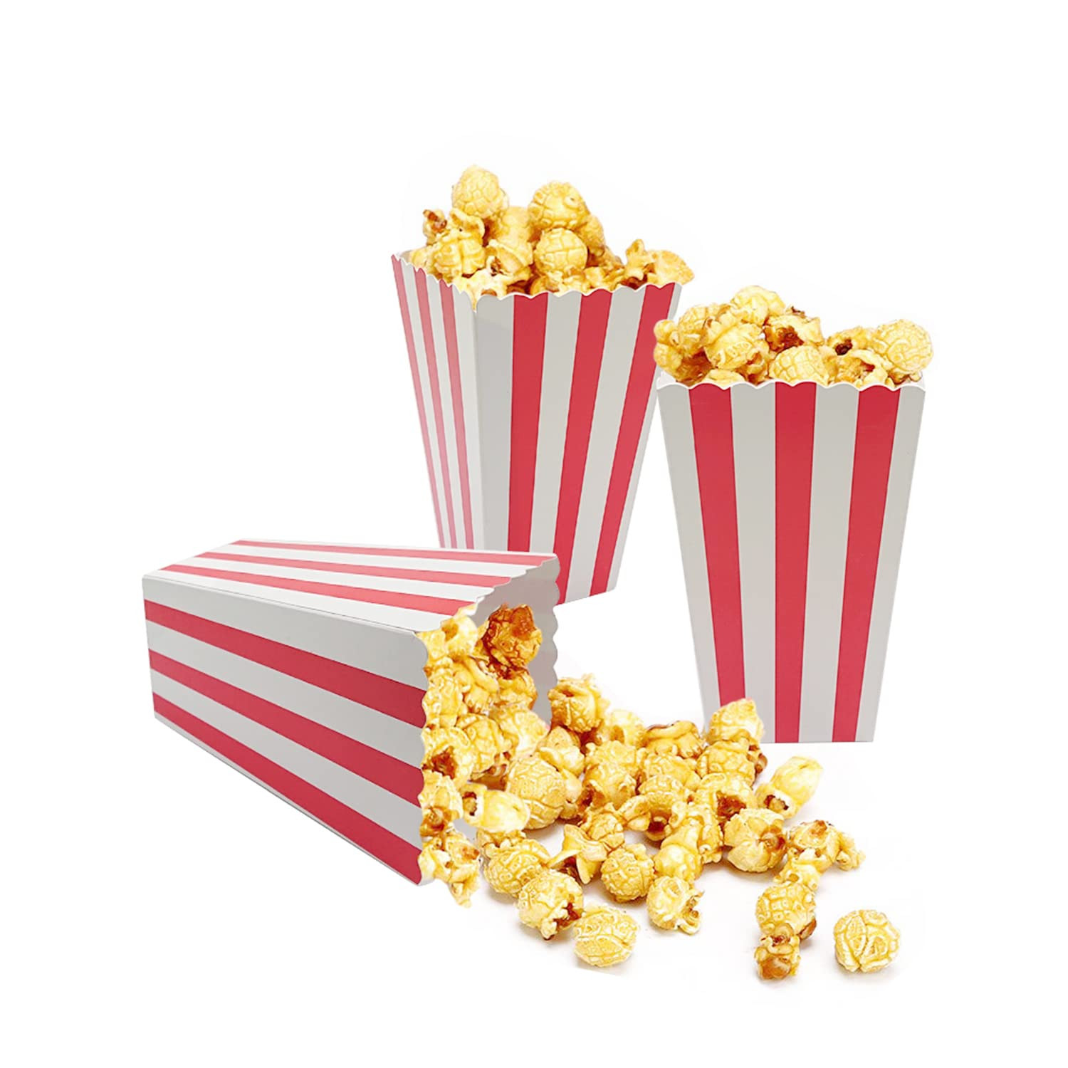 24 Pcs Popcorn Boxes Mini Paper Popcorn Box Cardboard Popcorn Container for Party, White/Red Stri... | Amazon (US)