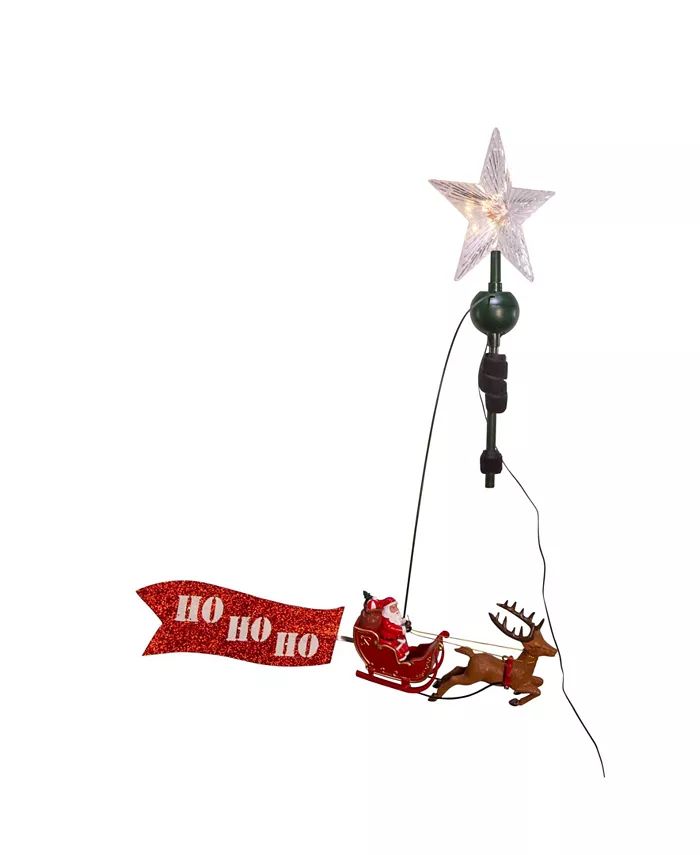 19.7" LED Star Tree Topper with Rotating Santa | Macy's