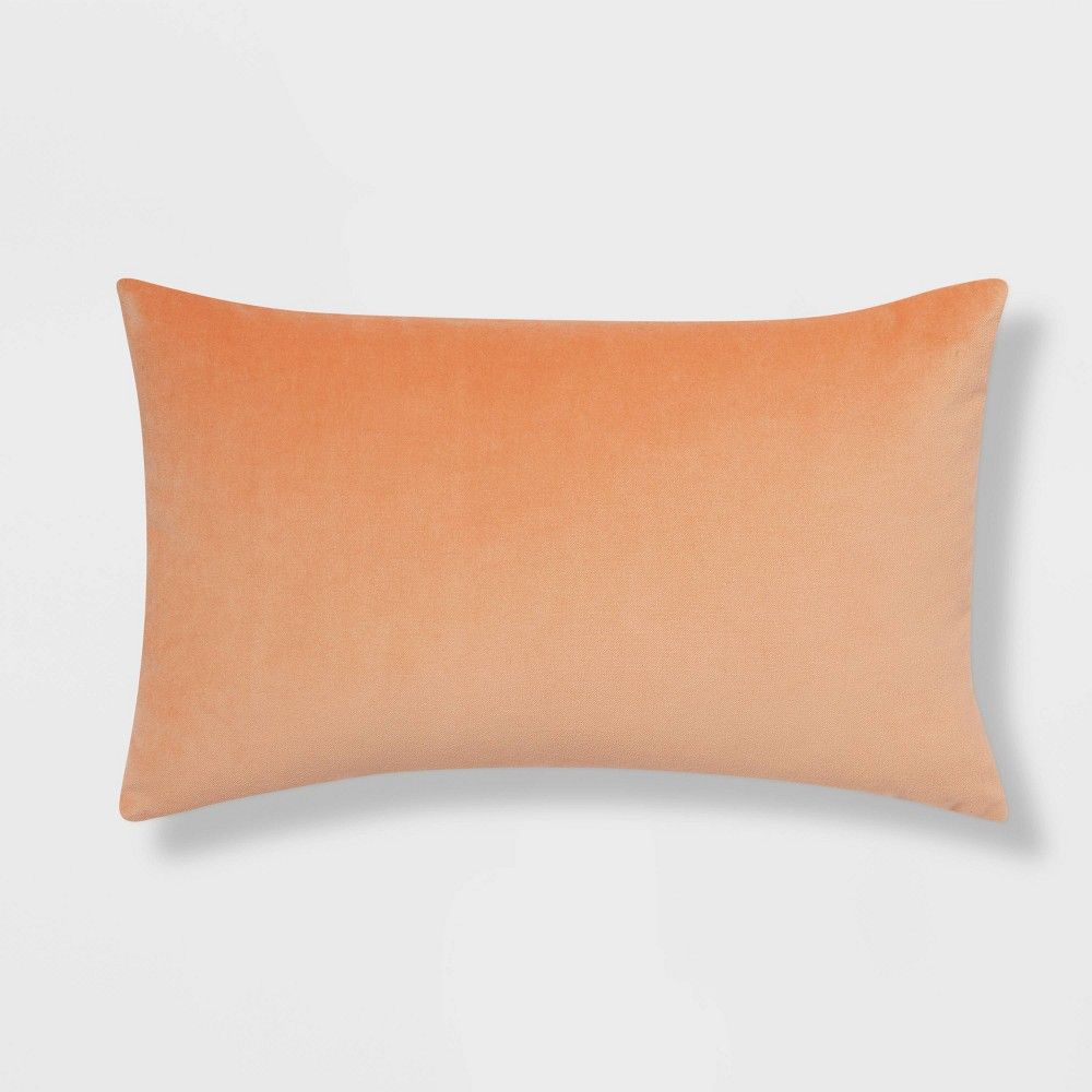 Cotton Velvet Lumbar Throw Pillow Light Orange - Room Essentials | Target
