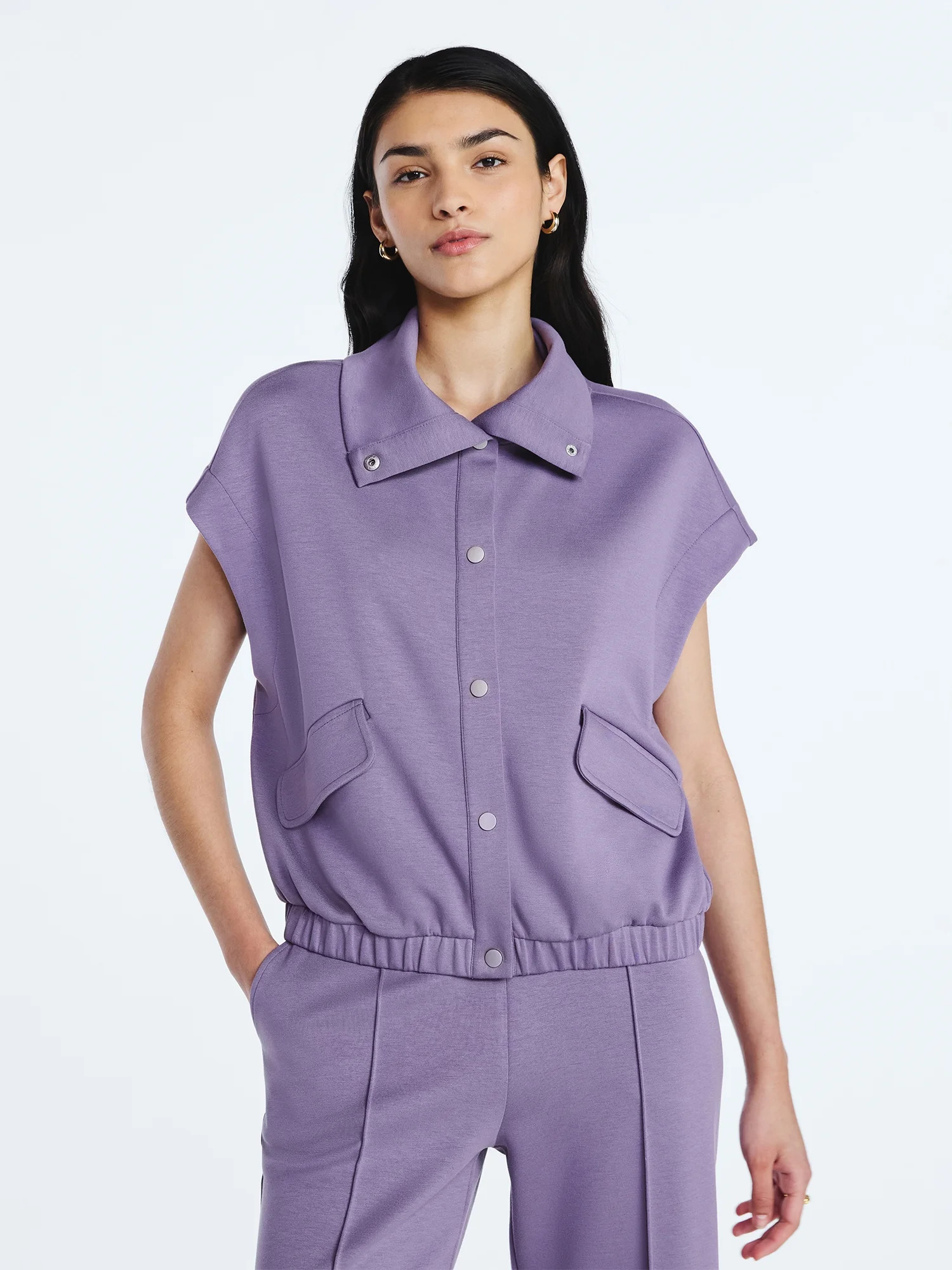 Scoop Women's and Women's Plus New Scubaknit Snap Vest, Sizes XS-4X | Walmart (US)