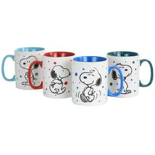 Peanuts Freckled Joy 15 oz. Stoneware 4-Piece Mug Set in Assorted Designs | The Home Depot