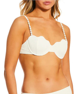 Antonio Melani Textured Scalloped Seashell Pearl Beaded Strap Underwire Bralette Swim Top | Dilla... | Dillard's