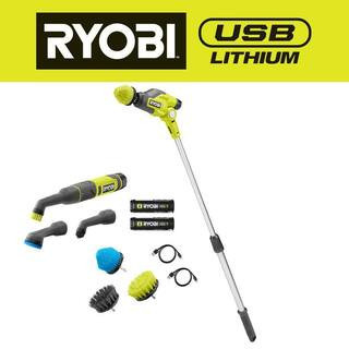 USB Lithium Telescoping Power Scrubber Kit with (2) 2Ah Batteries, (2) Charging Cables, and USB Lithium Detail Scrubber | The Home Depot