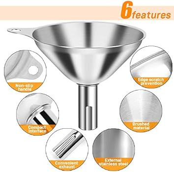 Funnels for Filling Bottles, YGDZ 3pcs Small Food Grade Stainless Steel Metal Kitchen Funnels Set... | Amazon (US)