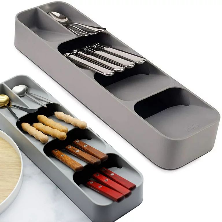 Drawer Cutlery Organizer Tray Kitchen Storage Holder Rack for Cutlery Silverware - Gray - Walmart... | Walmart (US)