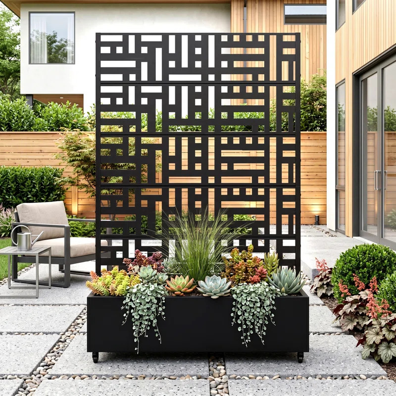 Abraham Metal Planter Box with Trellis | Wayfair North America