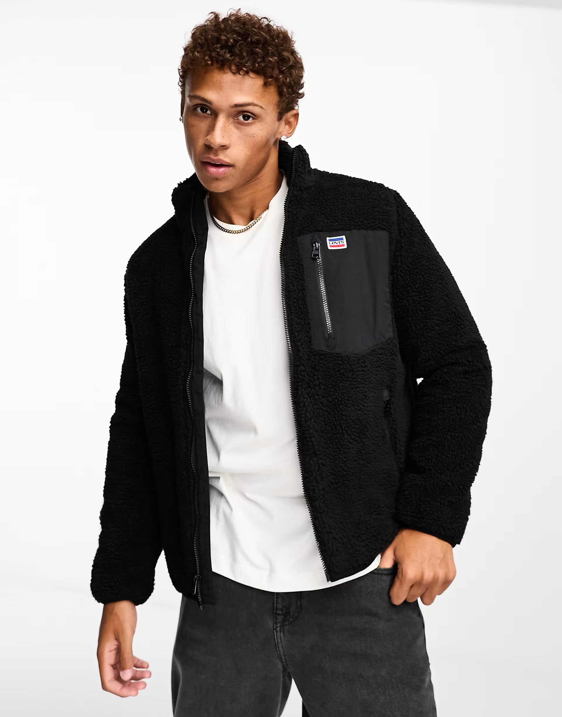 Levi's sherpa jacket in black | ASOS (Global)