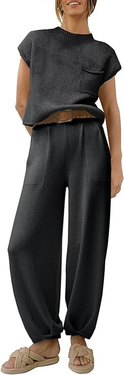 Caracilia Womens Two Piece Outfits Sweater Sets Loungewear Matching Lounge Set Sweatsuit Tracksui... | Amazon (US)