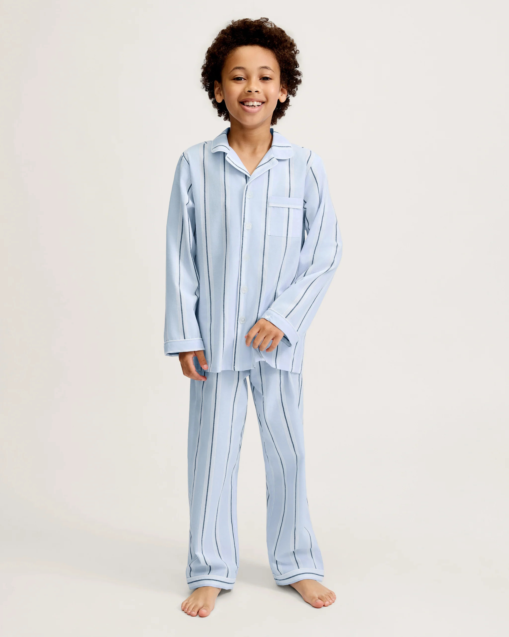 Kid's Twill Pajama Set in Coastal Stripe | Petite Plume