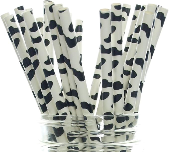 Cow Party Straws, Barnyard Paper Straws (25 Pack) - Farm Birthday Party Supplies, Cow Hide Print ... | Amazon (US)